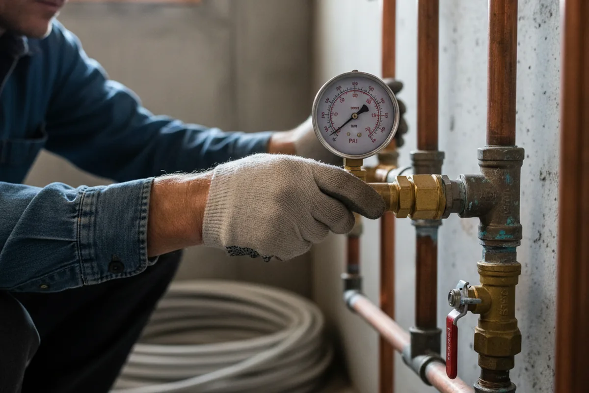 Pressure testing a repaired line during Water Line Repair in Dakota